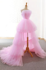 Party Dress For Baby, Pink Tulle Long Prom Dress, Pink Tulle Evening Dress