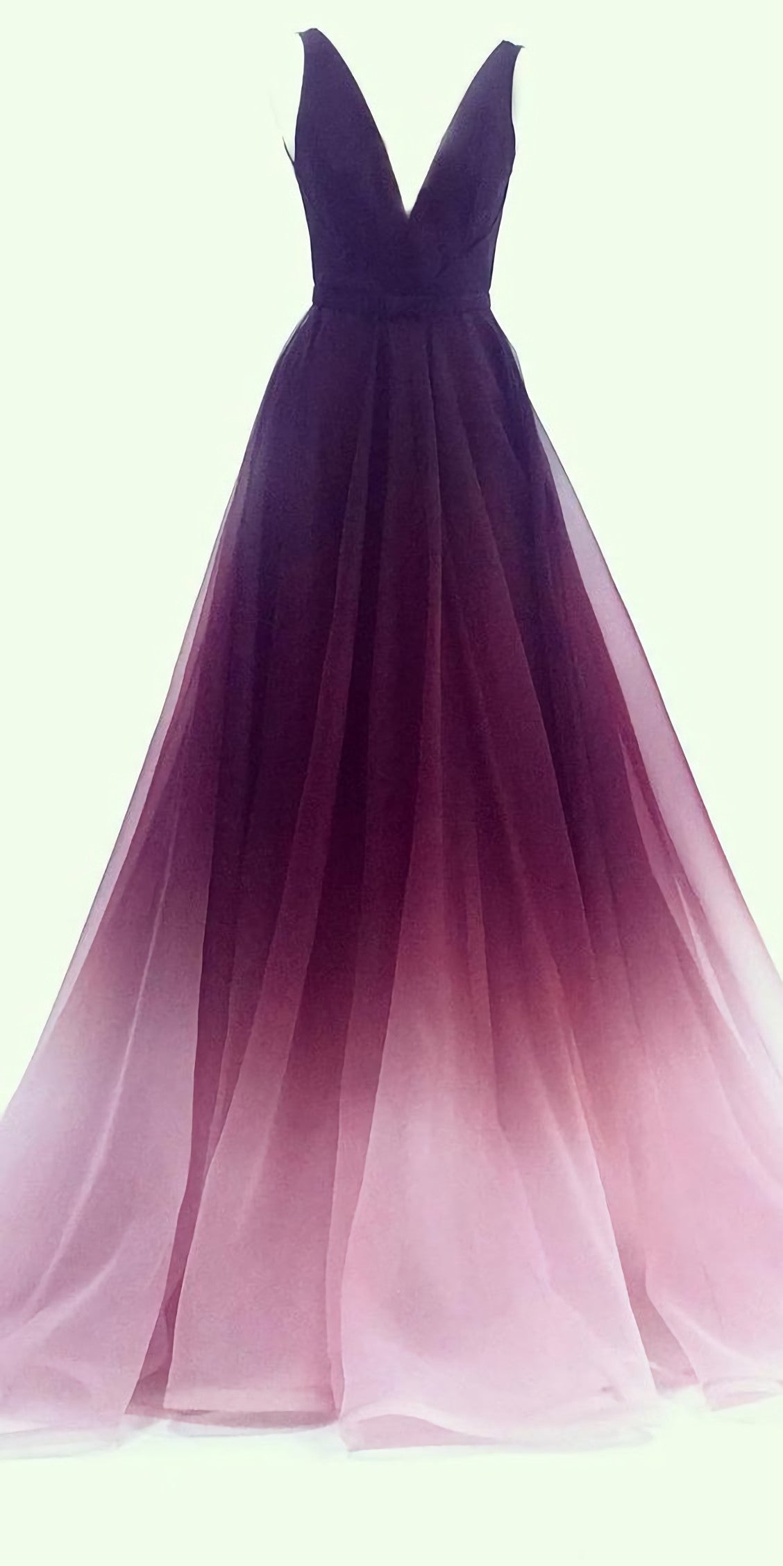Party Dresses Summer Dresses 2031, A Line V Neck Chiffon Ombre Long Prom Dresses, Simple Formal Gown