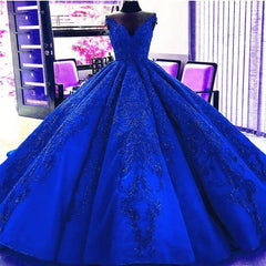 Party Dresses Size 27, Gorgeous Royal Blue Appliques Beads Quinceanera Dresses, Formal Ball Gown Prom Dress