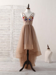 Evening Dresses Gown, Champagne Short Prom Dresses, Cute Champagne Homecoming Dress