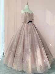 Prom Dresses Ball Gowns, Champagne Tulle Long Prom Dress ,Tulle Lace Evening Dress