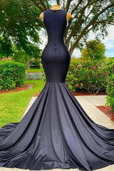 Bridesmaid Dresses Blue, Charming Black Long Mermadi Jewel Satin Tulle Lace Appliques Prom Dress