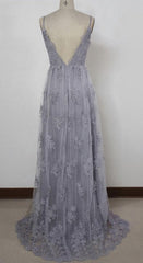 Bridesmaid Dresses Quick Shipping, Charming Grey Lace Evening Party Dress , High Quality Formal Gown