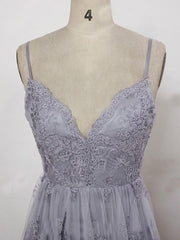 Bridesmaid Dresses Beach Weddings, Charming Grey Lace Evening Party Dress , High Quality Formal Gown