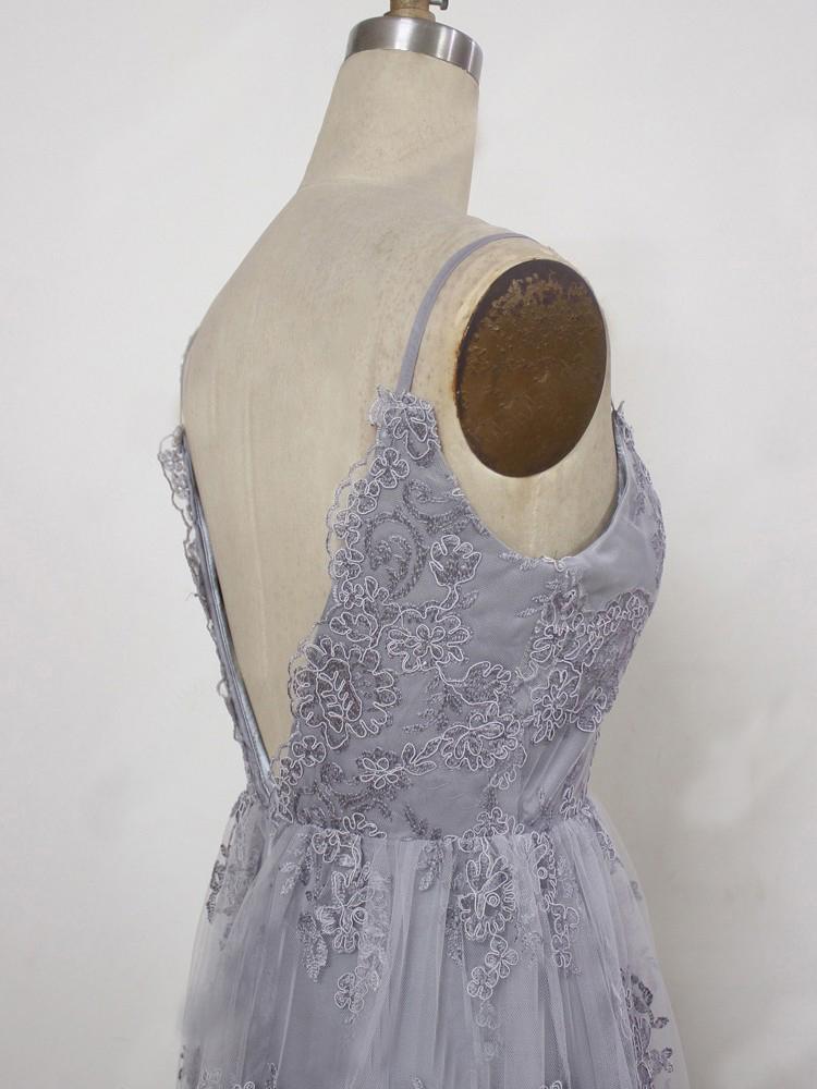 Bridesmaids Dresses Beach Wedding, Charming Grey Lace Evening Party Dress , High Quality Formal Gown