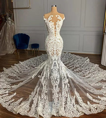 Wedding Dress Shoes, Charming Jewel Garden Sleeveless Mermaid Lace Wedding Dress with Appliques