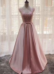 Bridesmaid Dress For Girls, Charming Pink Satin Long Formal Gown, Prom Dress , Lovely Satin Party Dress