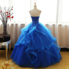 Bridesmaids Dresses Fall Colors, Charming Royal Blue Tulle Prom Gown , Sweet Party Dress