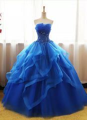 Bridesmaids Dresses Fall Wedding, Charming Royal Blue Tulle Prom Gown , Sweet Party Dress