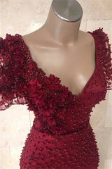 Bridesmaid Dress Online, Chic V-neck Flower(s) Mermaid Prom Dress