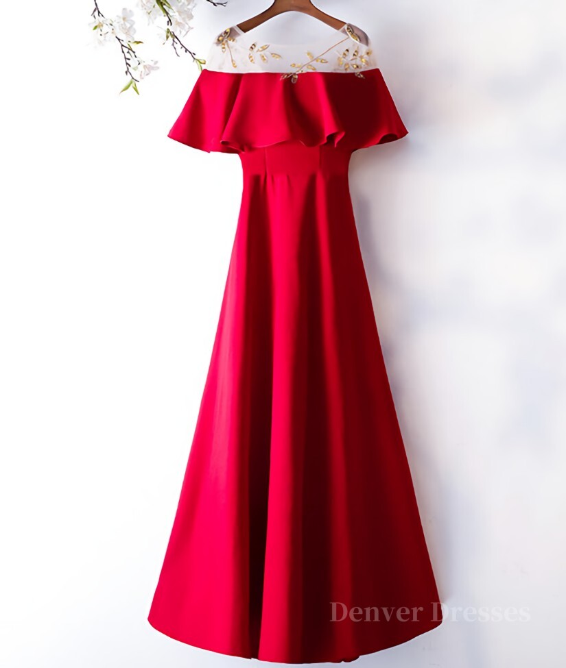 Bridesmaids Dress Ideas, Custom Made Round Neck Red Long Prom Dresses, Red Prom Gown, Formal Dresses