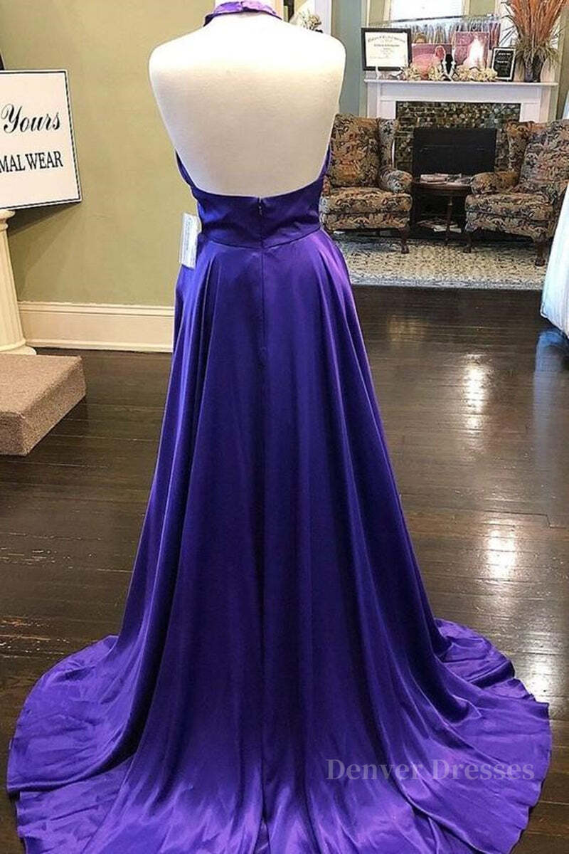 Prom Dresses Mermaid, Custom Made Unique Backless Purple Satin Long Prom Dress, Backless Purple Formal Dress, Purple Evening Dress