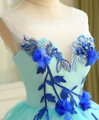 Prom Dresses 2026 Ball Gown, Cute A Line Blue Tulle Mini/Short Prom Dress, Blue Homecoming Dress