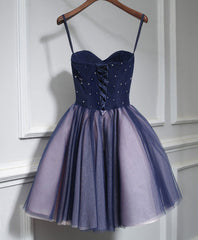 Prom Dresses Spring, Cute Lace Tulle Short A Line Prom Dress,Purple Homecoming Dress
