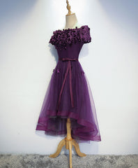 Party Dress Big Size, Cute Purple High Low Prom Dress, Purple Homecoming Dresses