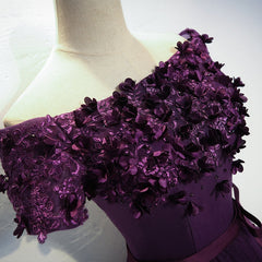 Party Dresses Glitter, Cute Purple High Low Prom Dress, Purple Homecoming Dresses