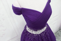 Gown, Dark Purple Tulle Long Prom Dresses, Junior Prom Dress