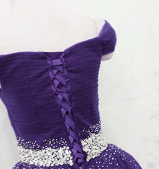 Maxi Dress, Dark Purple Tulle Long Prom Dresses, Junior Prom Dress