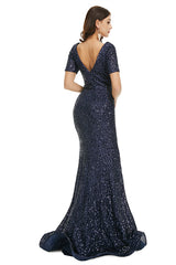 Formal Dresses Ball Gown, Deep V Neck sleeveless Sparkly Sequin Fishtail Prom Dresses