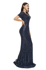 Formal Dresses 2042, Deep V Neck sleeveless Sparkly Sequin Fishtail Prom Dresses