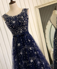 Dress To Wear To A Wedding, Blue Beaded Sequins Long Prom Dress, Blue Evening Dress