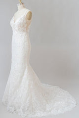 Wedding Dress Colors, Elegant Appliques V-neck Sheath Wedding Dress