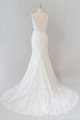 Wedding Dress Color, Elegant Appliques V-neck Sheath Wedding Dress