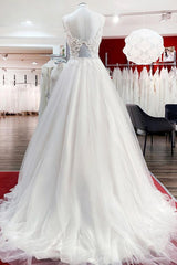 Wedding Dresses Online, Elegant Long A-line Princess Tulle Sweetheart Ruffles Wedding Dress