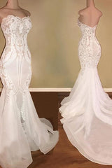 Wedding Dress Lace A Line, Elegant Long Mermaid Sweetheart Sequins Wedding Dress