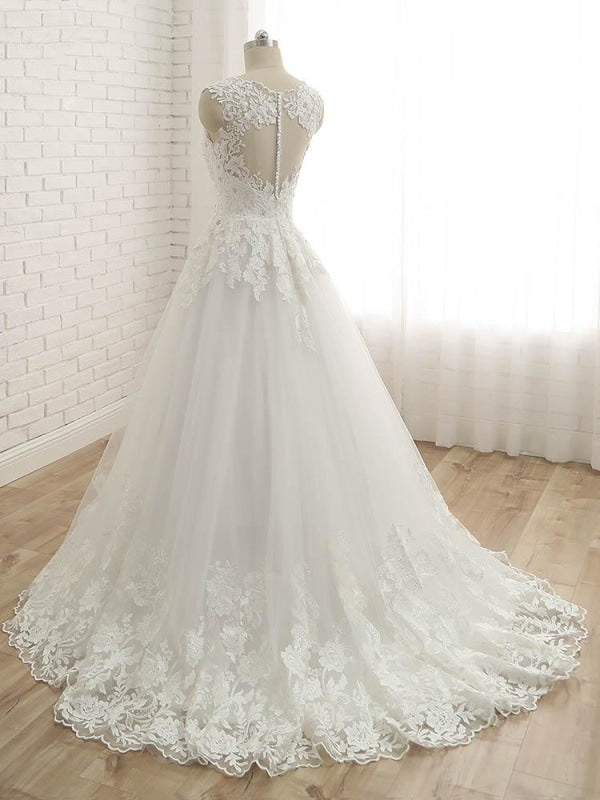 Wedding Dress With Shoes, Elegant V-Neck Lace Ball Gown Wedding Dresses