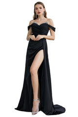 Evening Dress For Sale, High Slit Mermaid Off The Shoulder Prom Dress