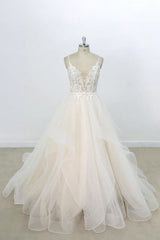 Wedding Dress Website, Eye-catching Appliques Tulle A-line Wedding Dress