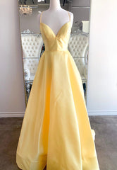 Prom Dresses Purple, Yellow Satin Long Prom Dresses, A-Line Backless Evening Dresses