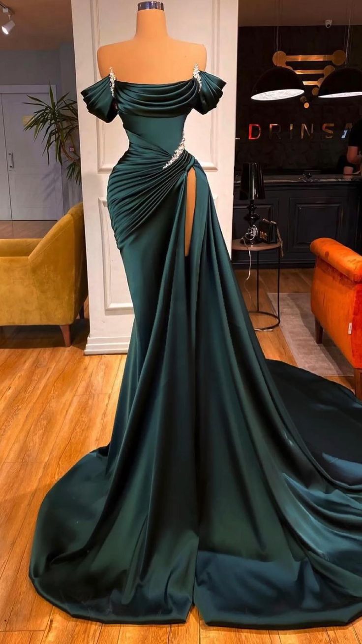 Evening Dress Black, Fashion Green Evening Dress, Long Prom Dresses