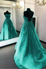 Bridesmaid Dress With Sleeve, Fashion Green Lace Appliques Open Back Tulle Long Prom Dresses, Green Lace Formal Dresses, Green Evening Dresses