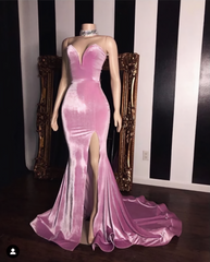 Prom Dress Colors, 2024 Sweetheart Peach Split Mermaid Satin Prom Dresses, Prom Outfits