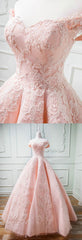 Party Dress Winter, Sweetheart Off The Shoulder Tulle And Satin Ball Gowns Prom Dresses, Lace Appliques