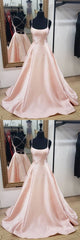 Party Dress Vintage, Simple Pink Satin Long Prom Dress, Pink Evening Dress