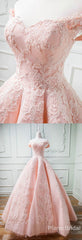 Party Dresses Lace, Sweetheart Off The Shoulder Tulle And Satin Ball Gowns Prom Dresses, Lace Appliques