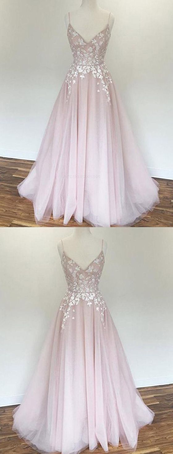 Party Dress New Look, Appliques Prom Dresses, Pink Prom Dresses, Prom Dresses, A Line Prom Dresses, Long Long Prom Dresses