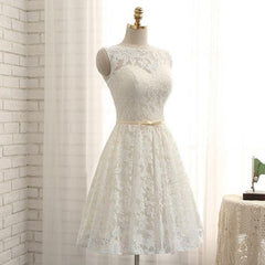 Boho Wedding Dress, A Line Lace Prom Homecoming Dresses, Short