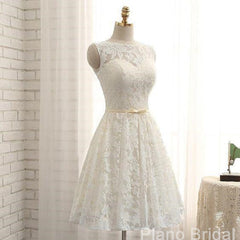 Beach Wedding, A Line Lace Prom Homecoming Dresses, Short