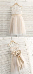 Party Dresses Size 29, A Line Spaghetti Straps Light Champagne Flower Girl Dress With Lace