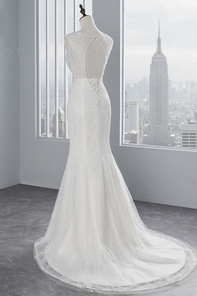 Wedsing Dress Styles, Glamorous Long Mermaid Tulle Appliques Lace Wedding Dress