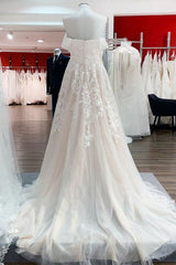 Weddings Dresses For The Beach, Gorgeous Long A-line Off-the-shoulder Tulle Lace Appliques Wedding Dress