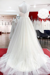 Wedding Dress Fabrics, Gorgeous Long A-line Sweetheart Spaghetti Straps Tulle Lace Wedding Dresses