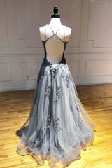 Bridesmaid Dresses Websites, Gray tulle lace long prom dress gray tulle lace formal dress