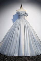 Pink Prom Dress, Gray Tulle Long A-Line Prom Dress, Gray Strapless Formal Evening Gown