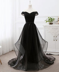 Evening Dresses Sale, Black Tulle Long Prom Dress, Black Evening Gdress