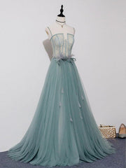 Prom Dresses Sale, Green A Line Lace Long Prom Dresses, A Line Green Lace Long Formal Evening Dresses